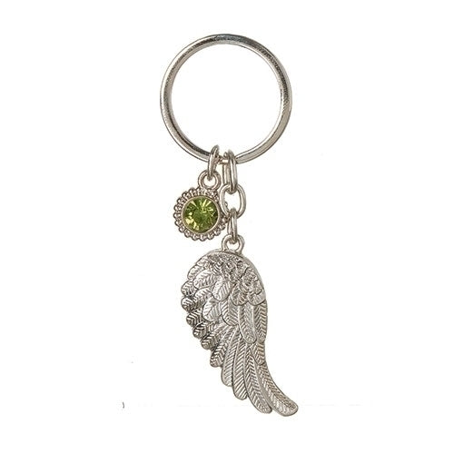 Key Ring/Angel Wing/August-Birthstone