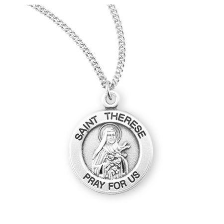 Necklace/SS/St Therese/18"Bx Ch-Med