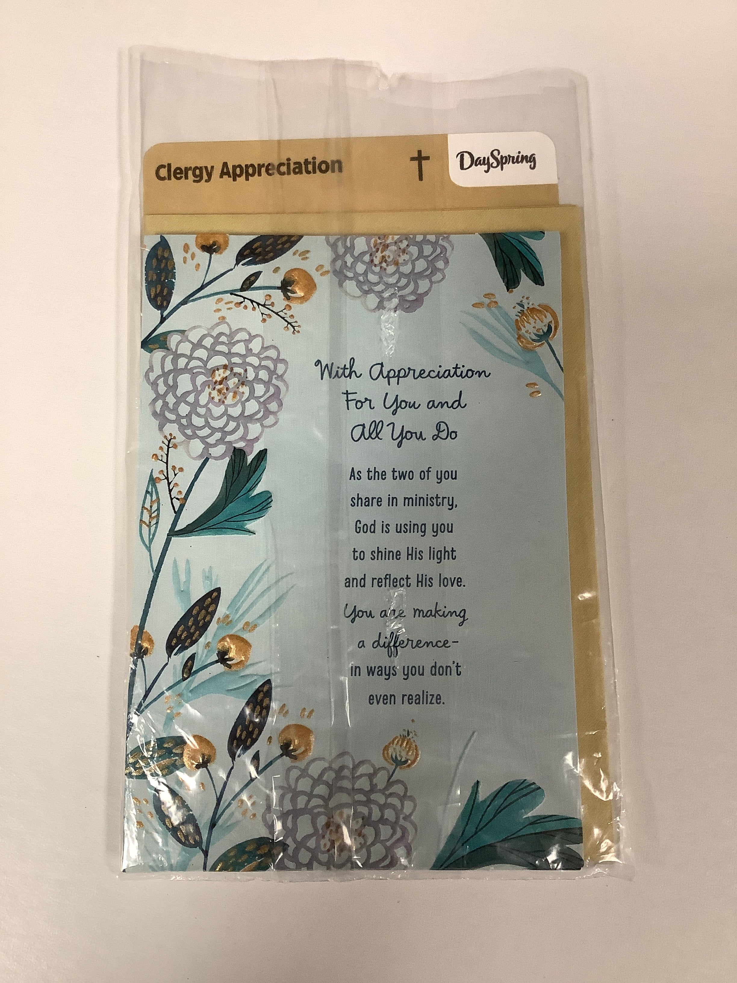 Card-Clergy Appreciation-Puff Flowers Turquoise-J0994