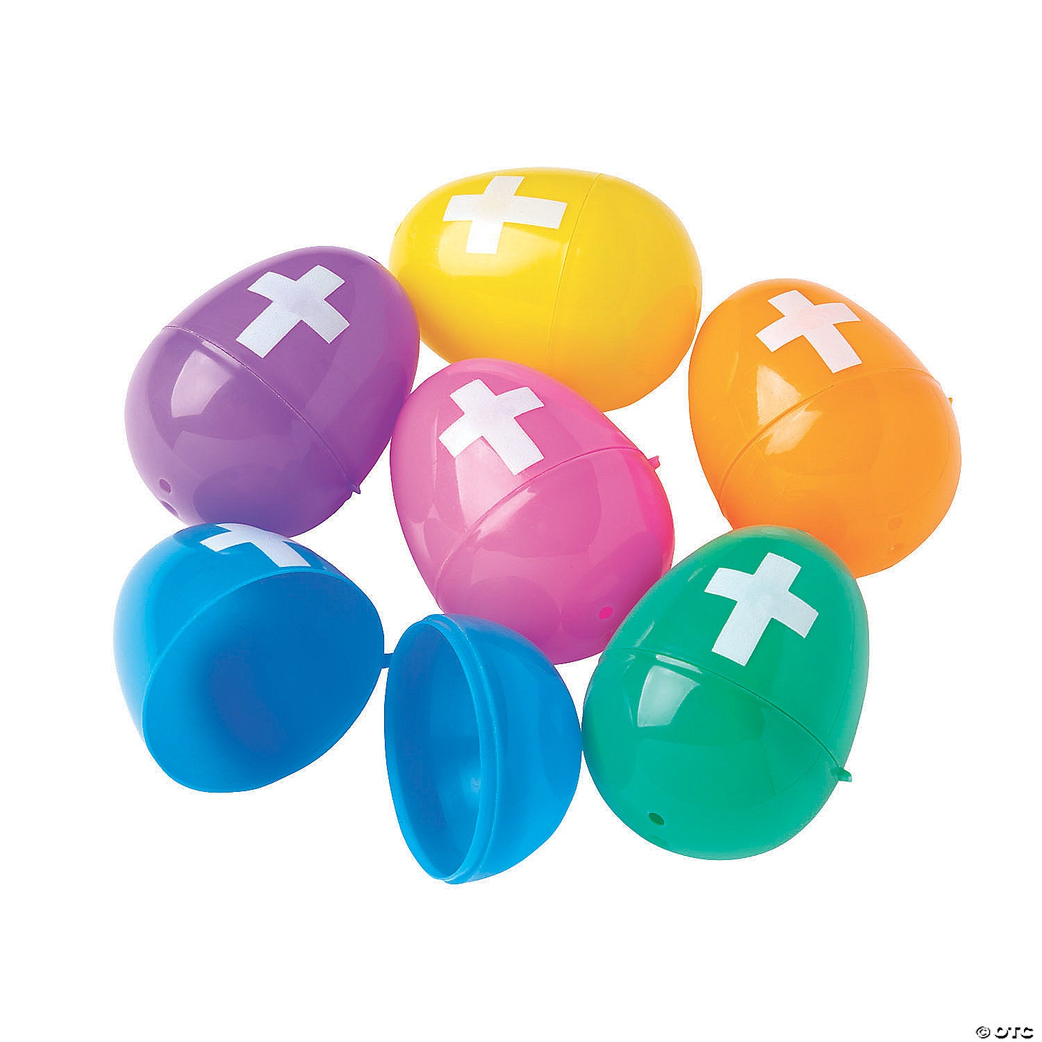 Egg-Plastic-Empty-White Cross-Asstd Colors