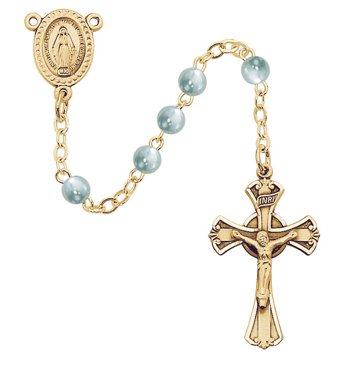 Rosary-GP-Blue Glass-3mm-16"