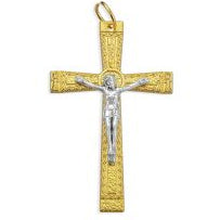 Medal-Crucifix-Gold Finish-Fancy-Silver Corpus