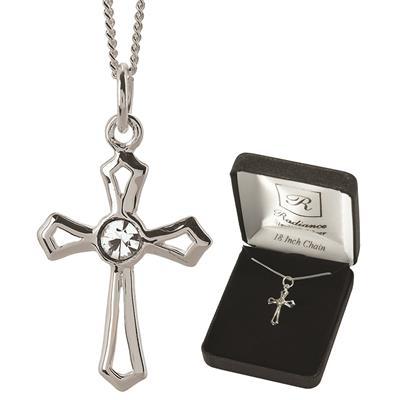 Necklace/SS/OpenFlareCross/18"