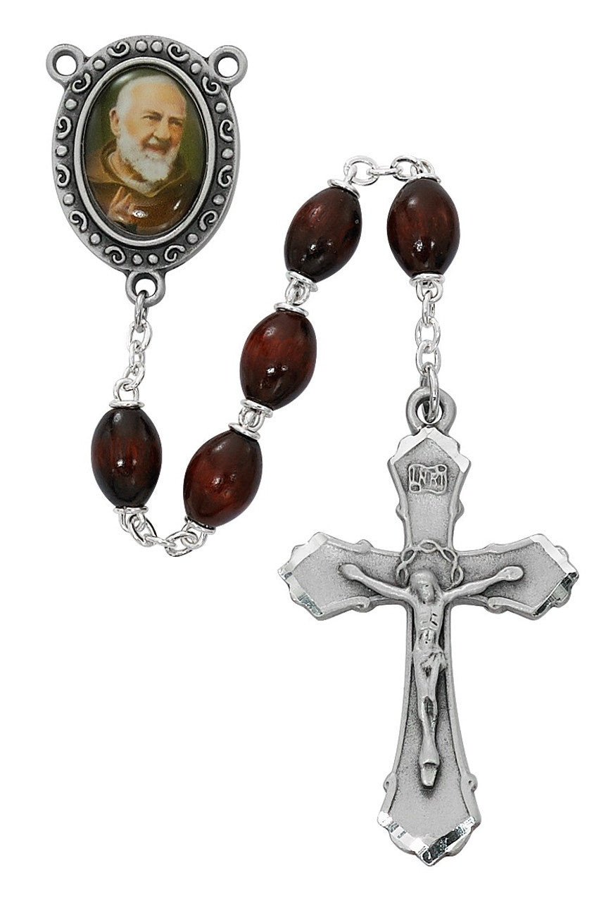 Rosary-6X8MM-Brown St Padre Pio