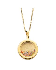 Necklace-18KGP-STS-OLGuad Medal-MultiColor Crystals-18-20"Chain