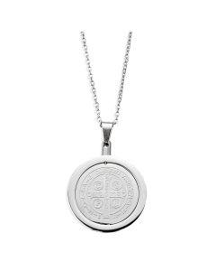 Necklace-St Benedict-STS-W/Floating Crystals-18-20"