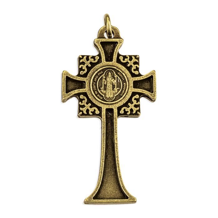 Medal-Crucifix-St Benedict-Bronze-W/Silver Corpus