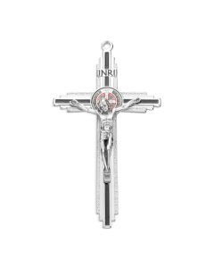 Crucifix-St Benedict-Silver Tone W/Black