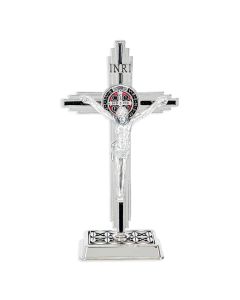 Crucifix-St Benedict-Standing-Metal-7 3/4"