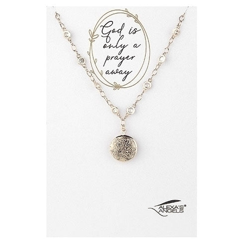 Necklace-Locket-Prayer Away-16"