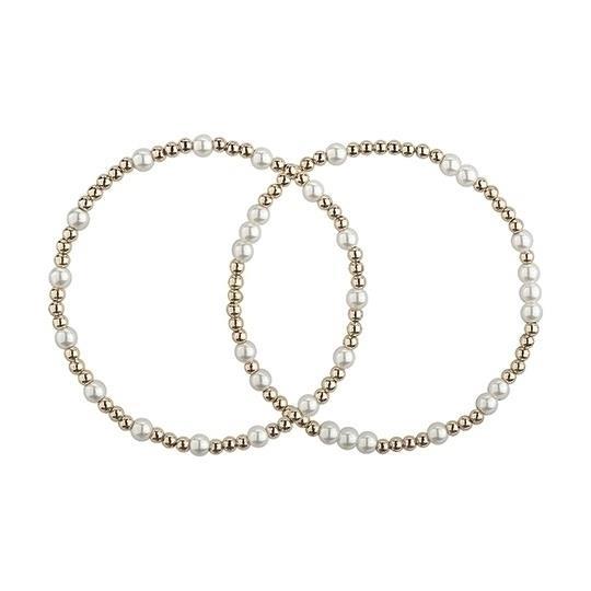 Bracelet-Gold-Crystal-Beads-Stretch-7"