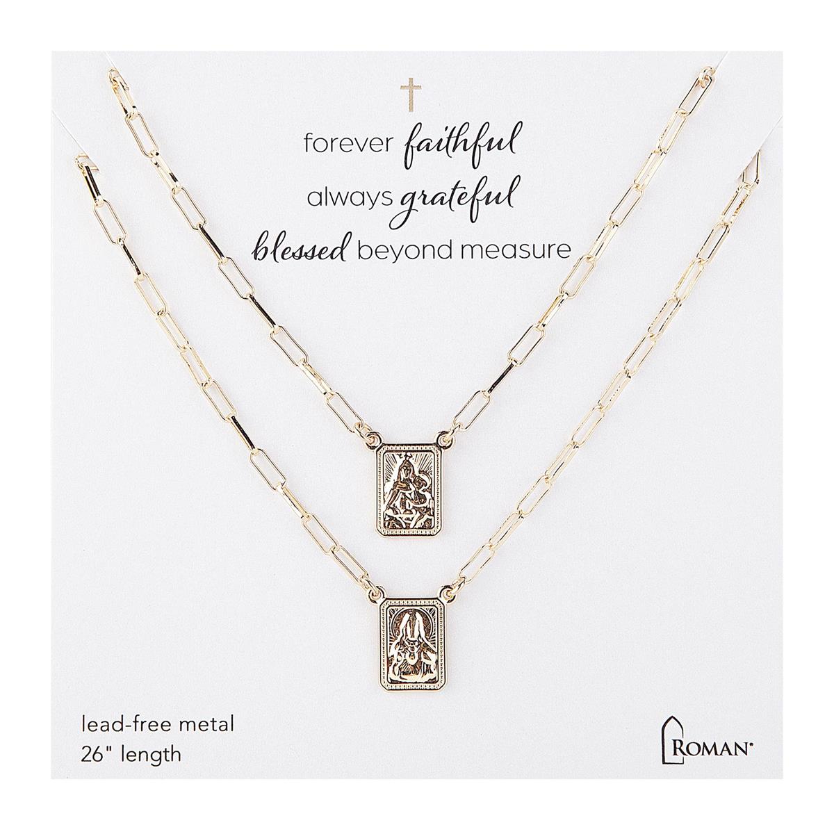 Necklace-Gold Scapular-26"