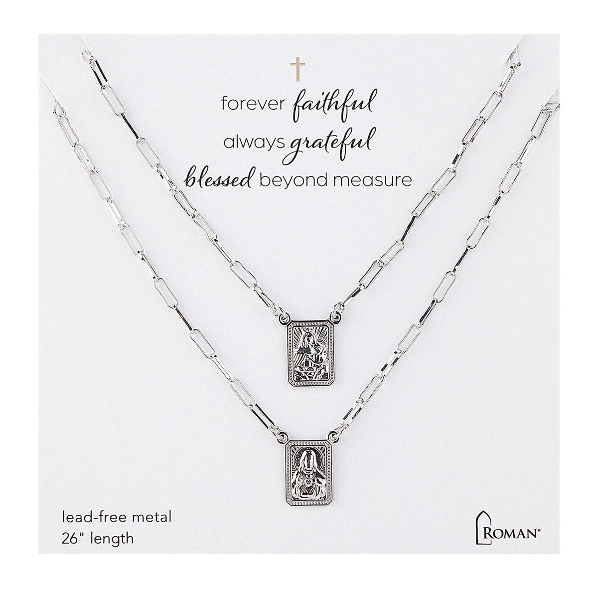 Necklace-Silver Scapular-26"