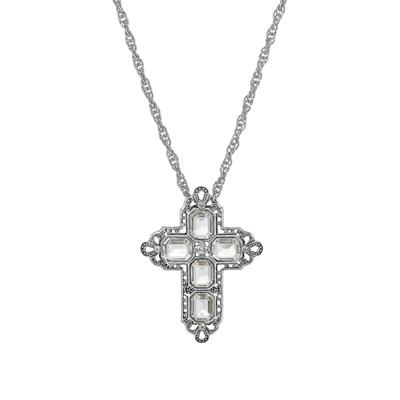 Necklace/Cross/Crystal/Pew/Silv