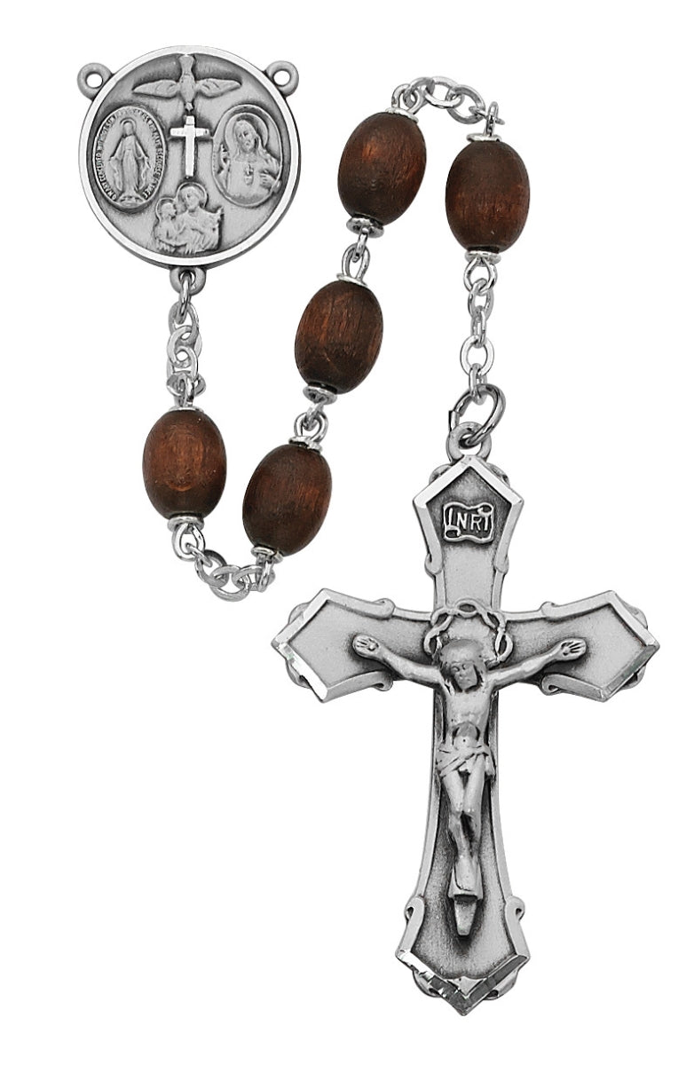 Rosary/6x8MM/Brown Wood