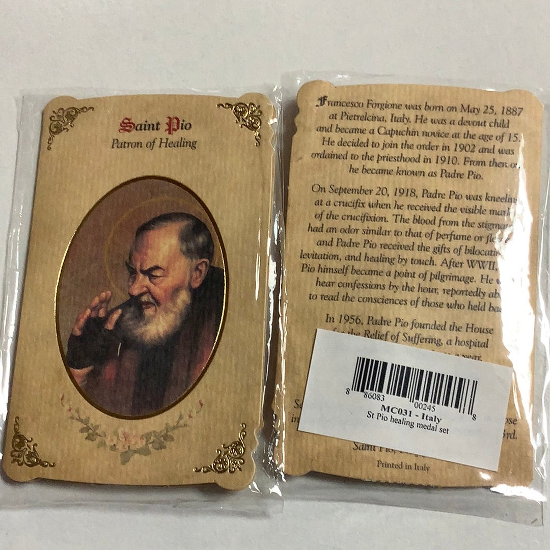 Medal-Healing Prayer Card-St Pio-MC031