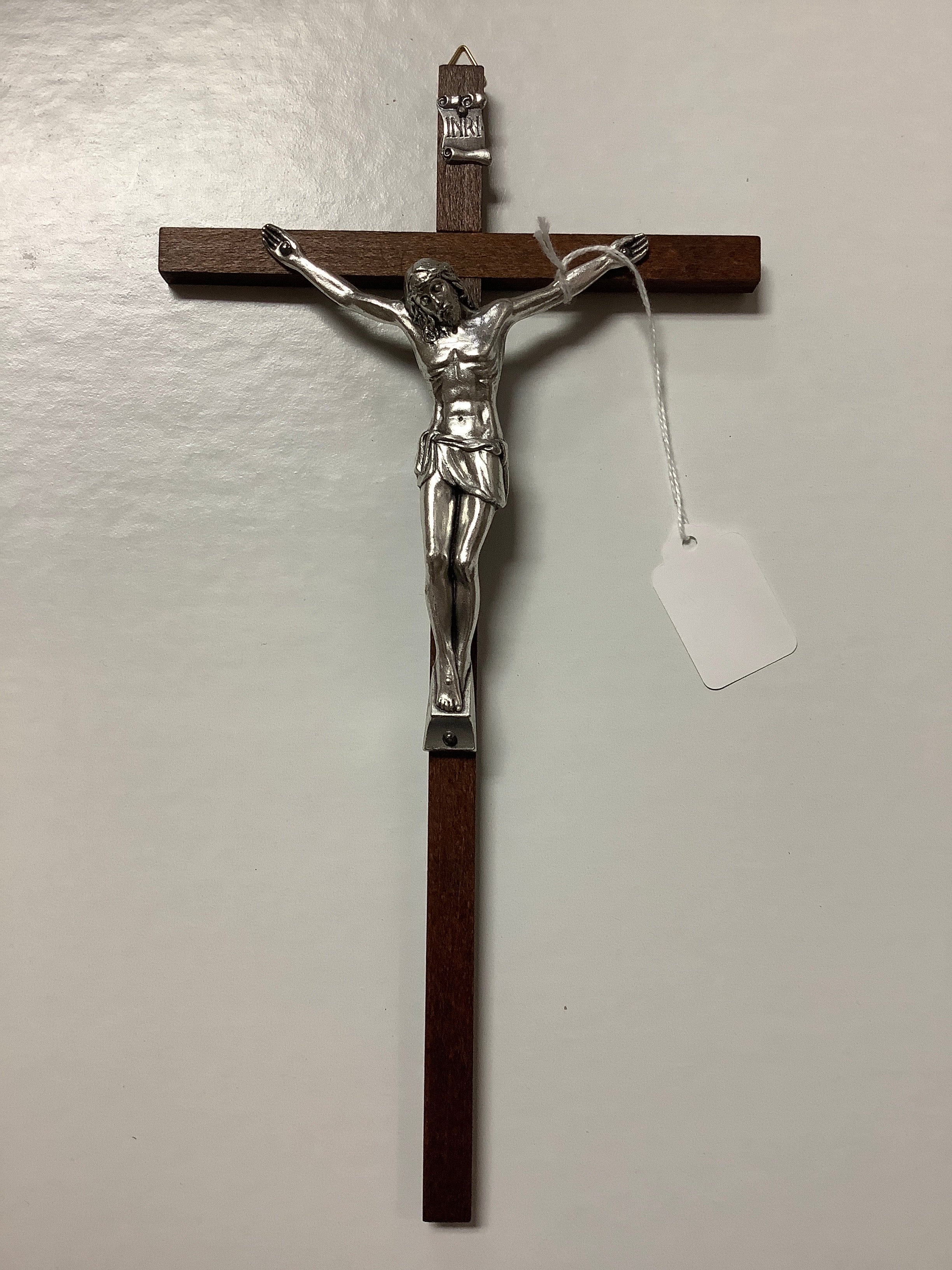 Crucifix/Wood/Silver/12"/Slim