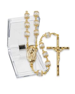 Rosary-Crystal-Double Capped-Gold-7mm
