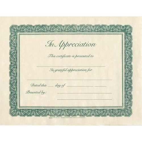Certificate/In Appreciation/Parchment