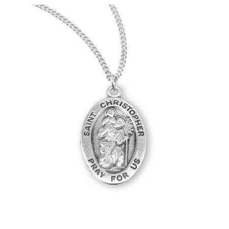 Necklace/SS/Oval St Chris/18"