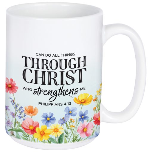Mug-Floral-Php4:14-All Things Through Christ
