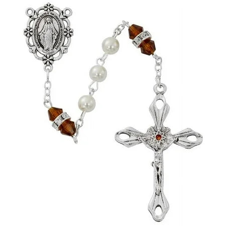 Rosary/Topaz/November/Pearl/6mm