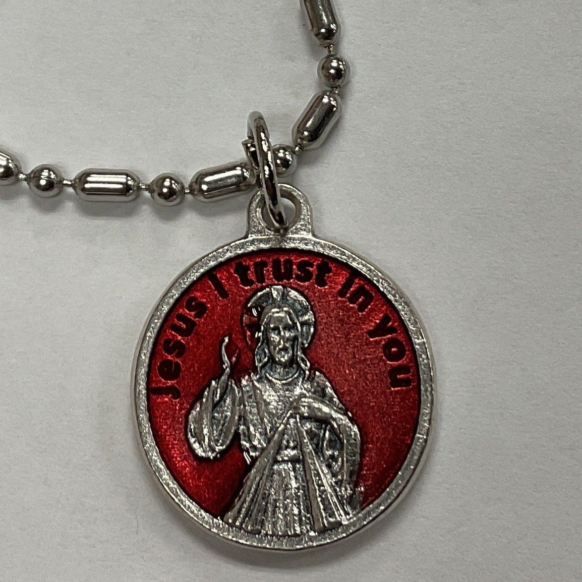Necklace-Bar Bead & Divine Mercy Enamel
