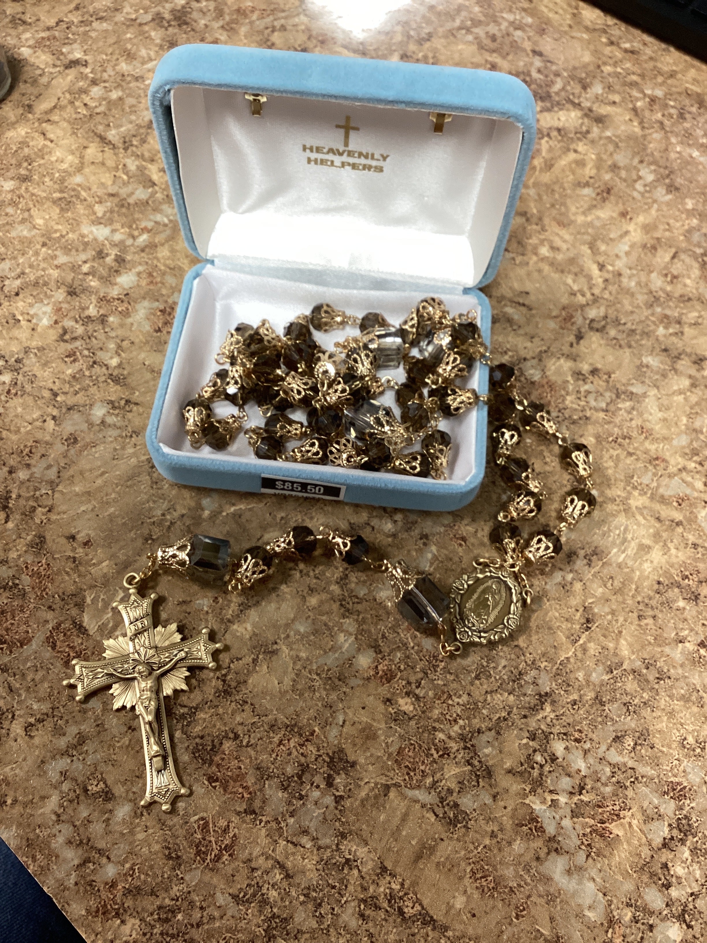 Rosary/8mm/Smoked/Capped