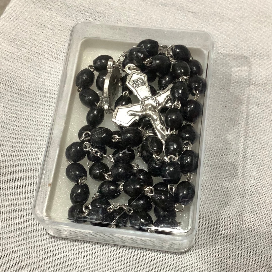 Rosary/Black Wood/4x6MM/P356R