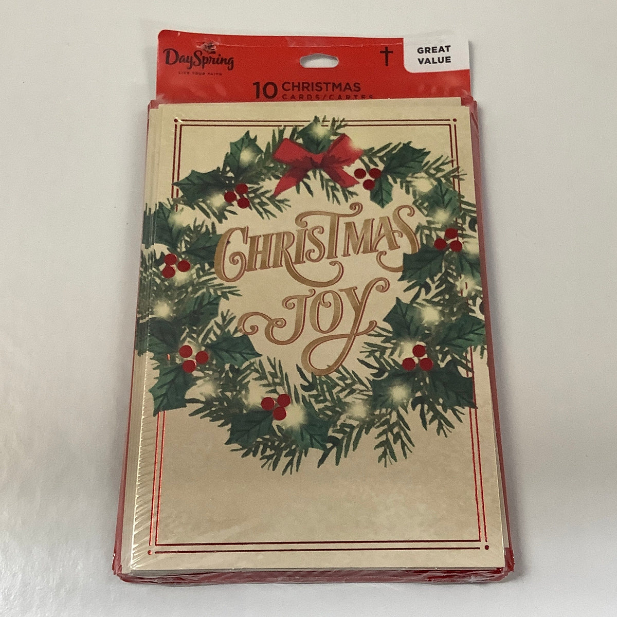 Cards Multipack-10ct-Christmas Joy-Wreath-6240328
