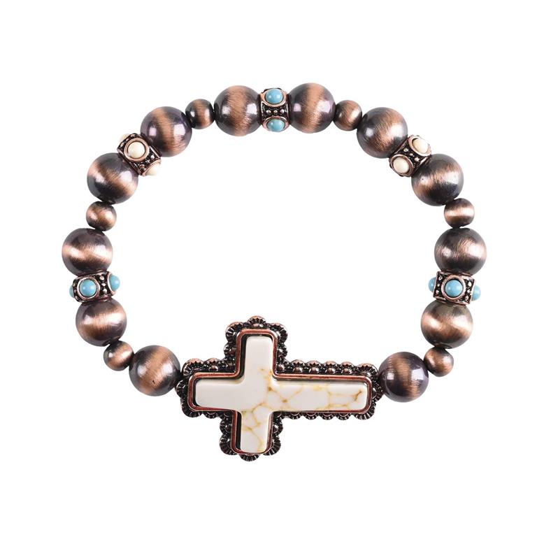 Bracelet-Cross-Western-Stretch-Navajo Copper