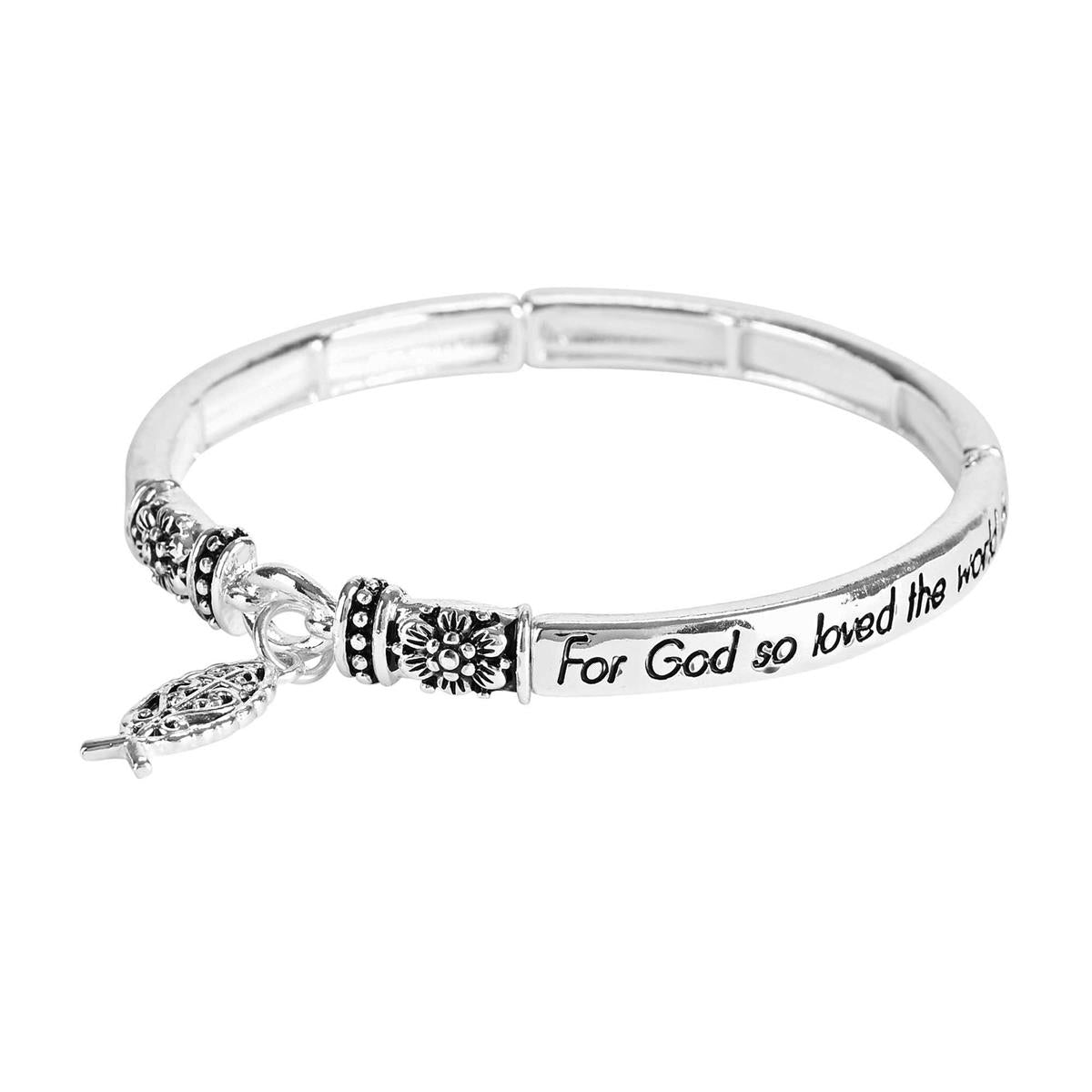 Bracelet-Faith-John 3:16-Fish-Silver