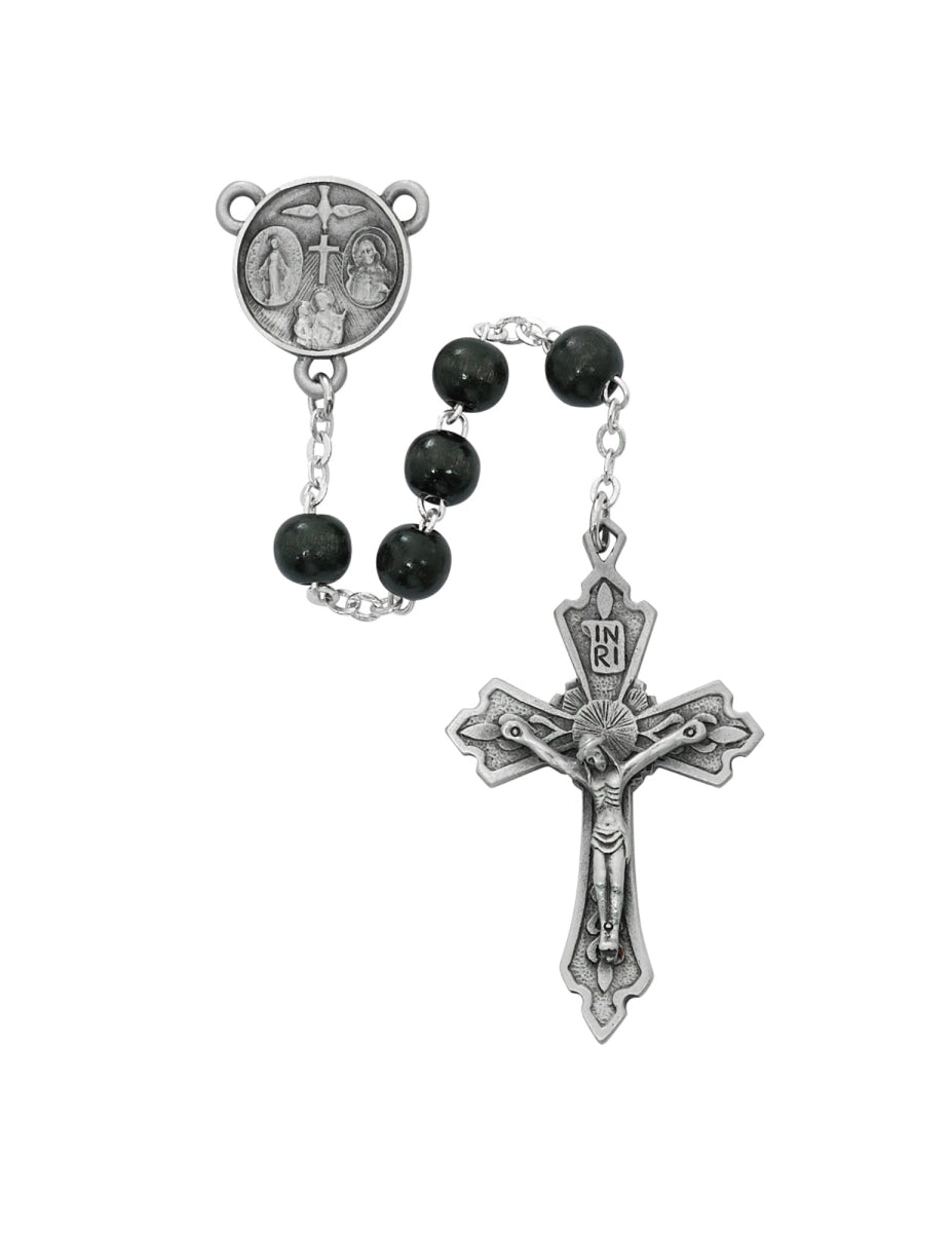 Rosary/7MM/Black Round Wood