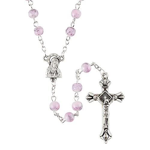 Rosary/Pink/Marble Bead