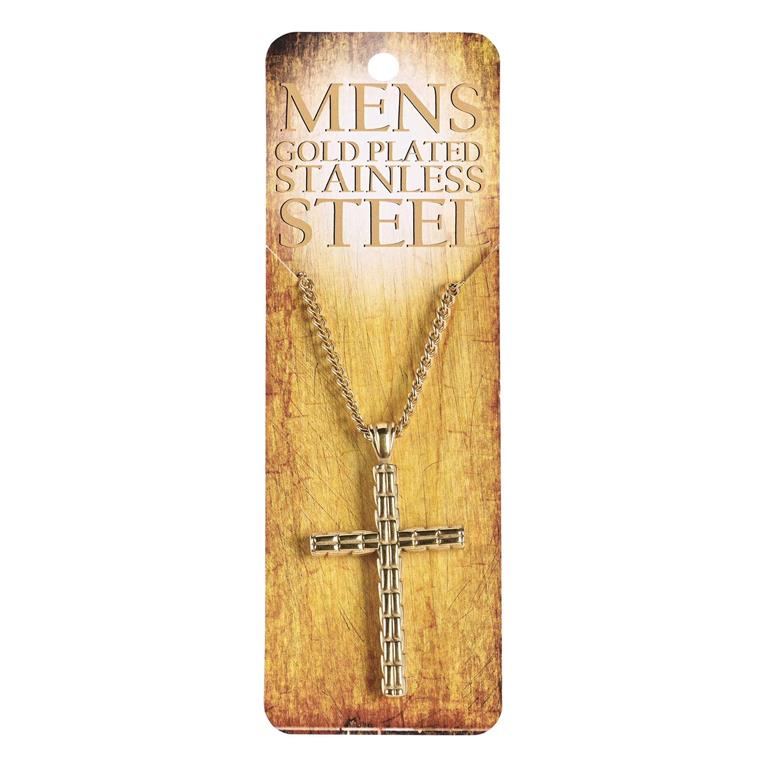 Necklace-Box Cross-GP-24"-Mens