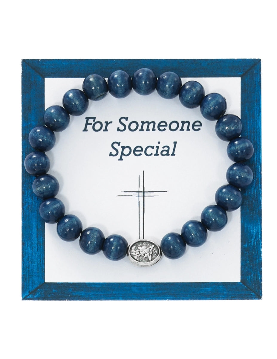 Bracelet/St. Michael/Blue Wood