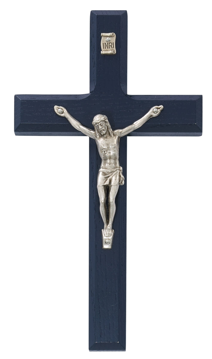 Crucifix/7"/Blue Wood/Boxed