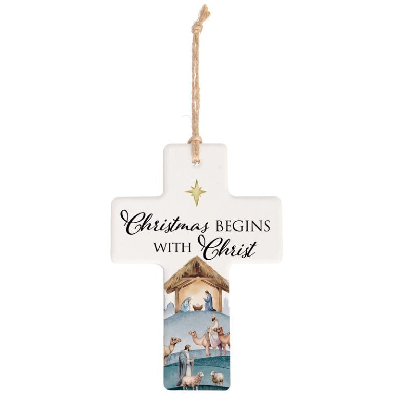 Ornament-Cross-Nativity-Begins With Christ