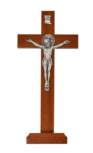 Crucifix-Standing-St Benedict-Brown-7"