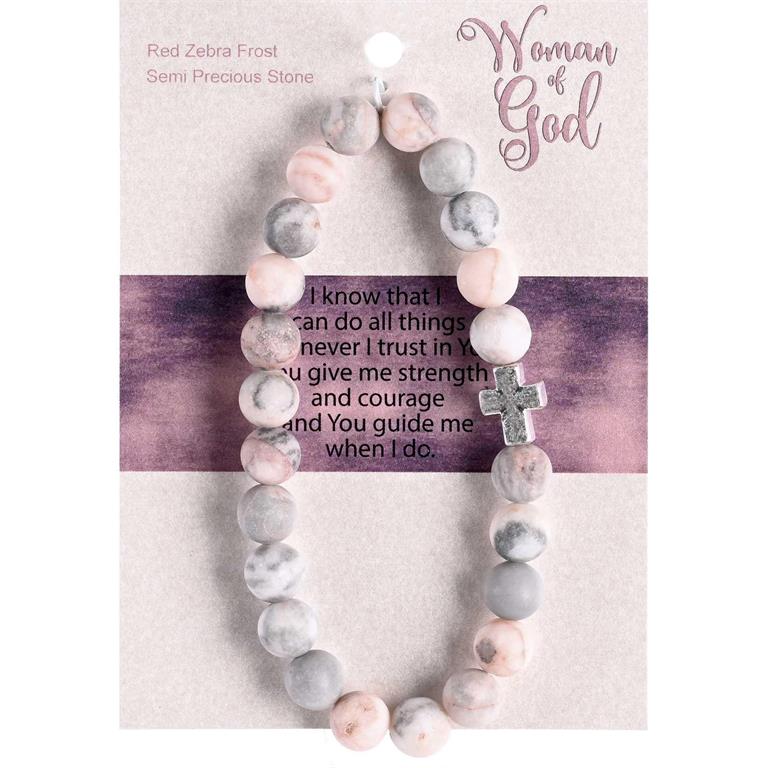 Bracelet-Woman of God-Red-w/Cross-35-8105