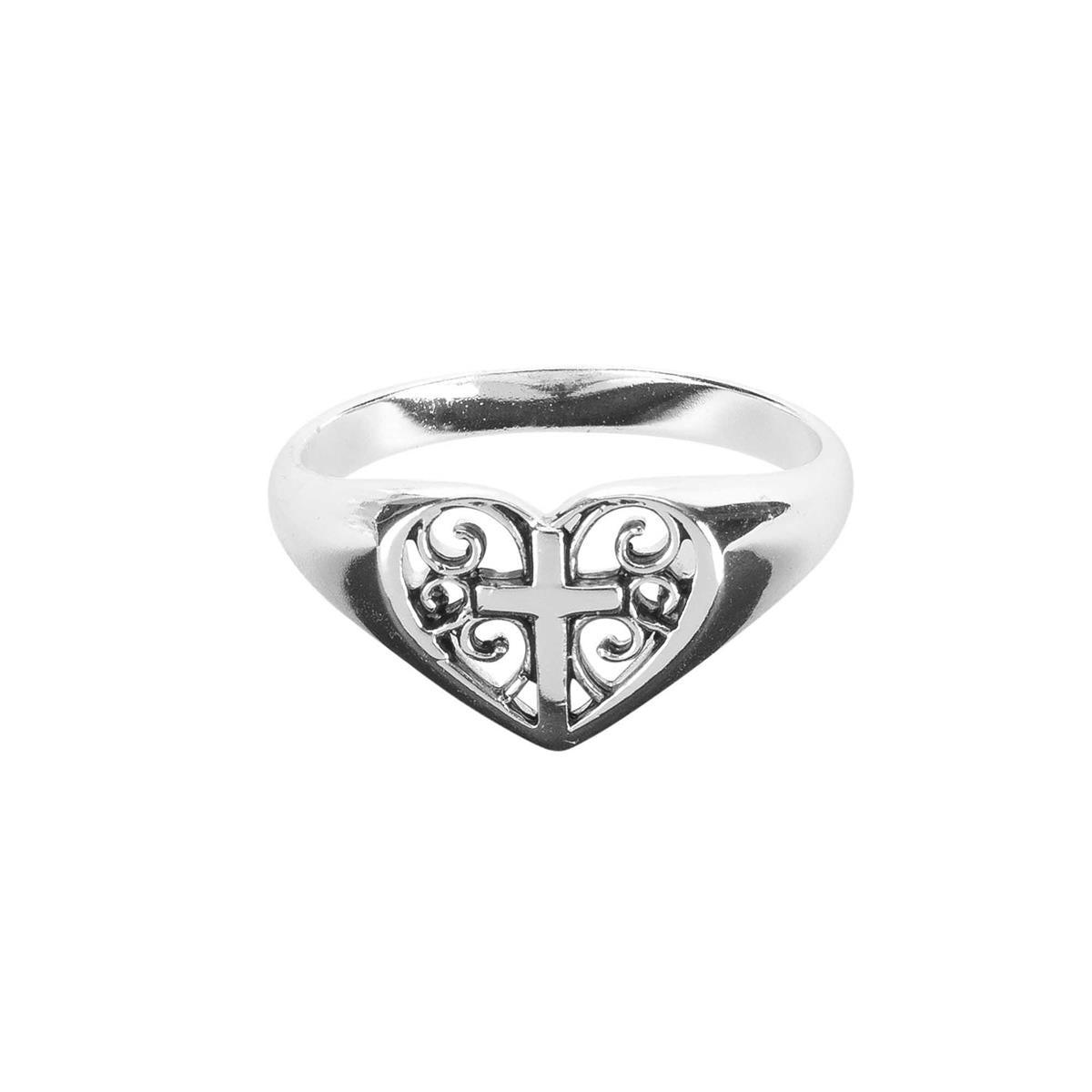 Ring/SP/7/Heart Filigree/Cross- 35-8250