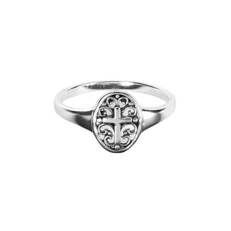 Ring/SP/6/Oval Filagree/Cross-35-8361