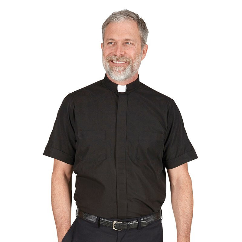 Clergy Shirt-Short Sleeve-Black-17.5"