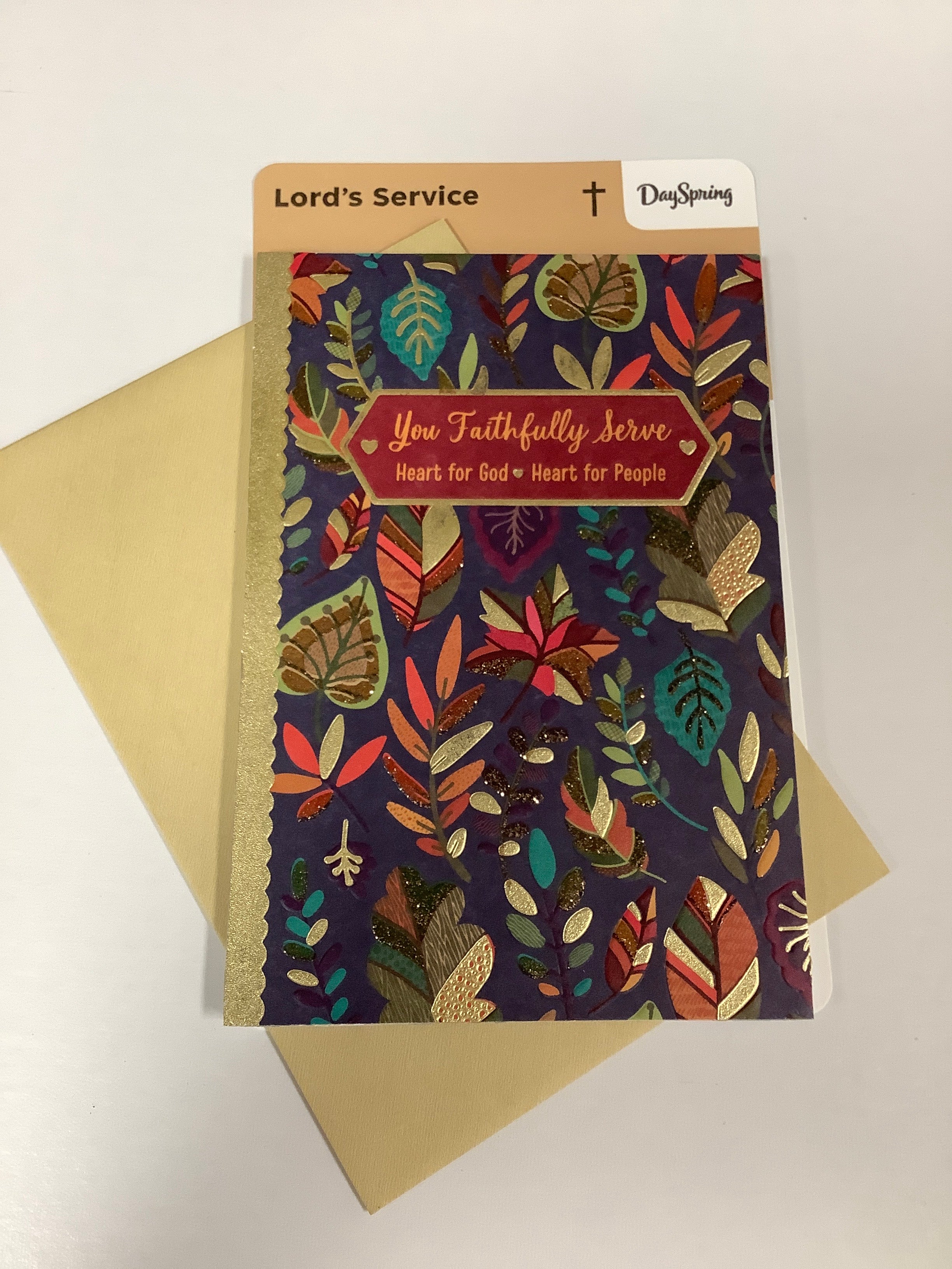 Card-Lord's Service-Leaf Pattern Navy Background-U1032