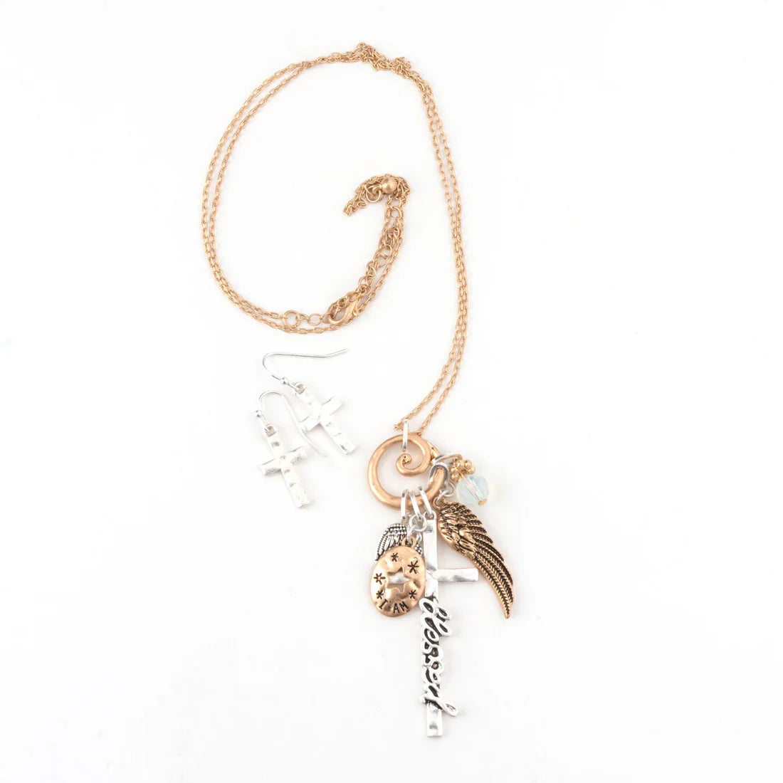 Jewelry-Necklace-Blessed-Charms-Two Tone