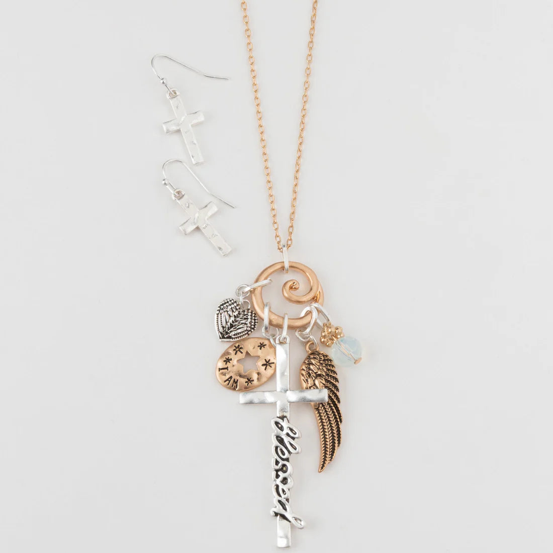 Jewelry-Necklace-Blessed-Charms-Two Tone