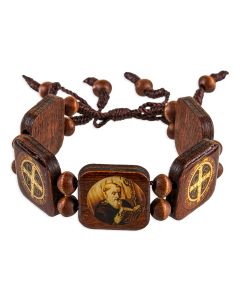 Bracelet-St Benedict-Square Wood Tile-Corded