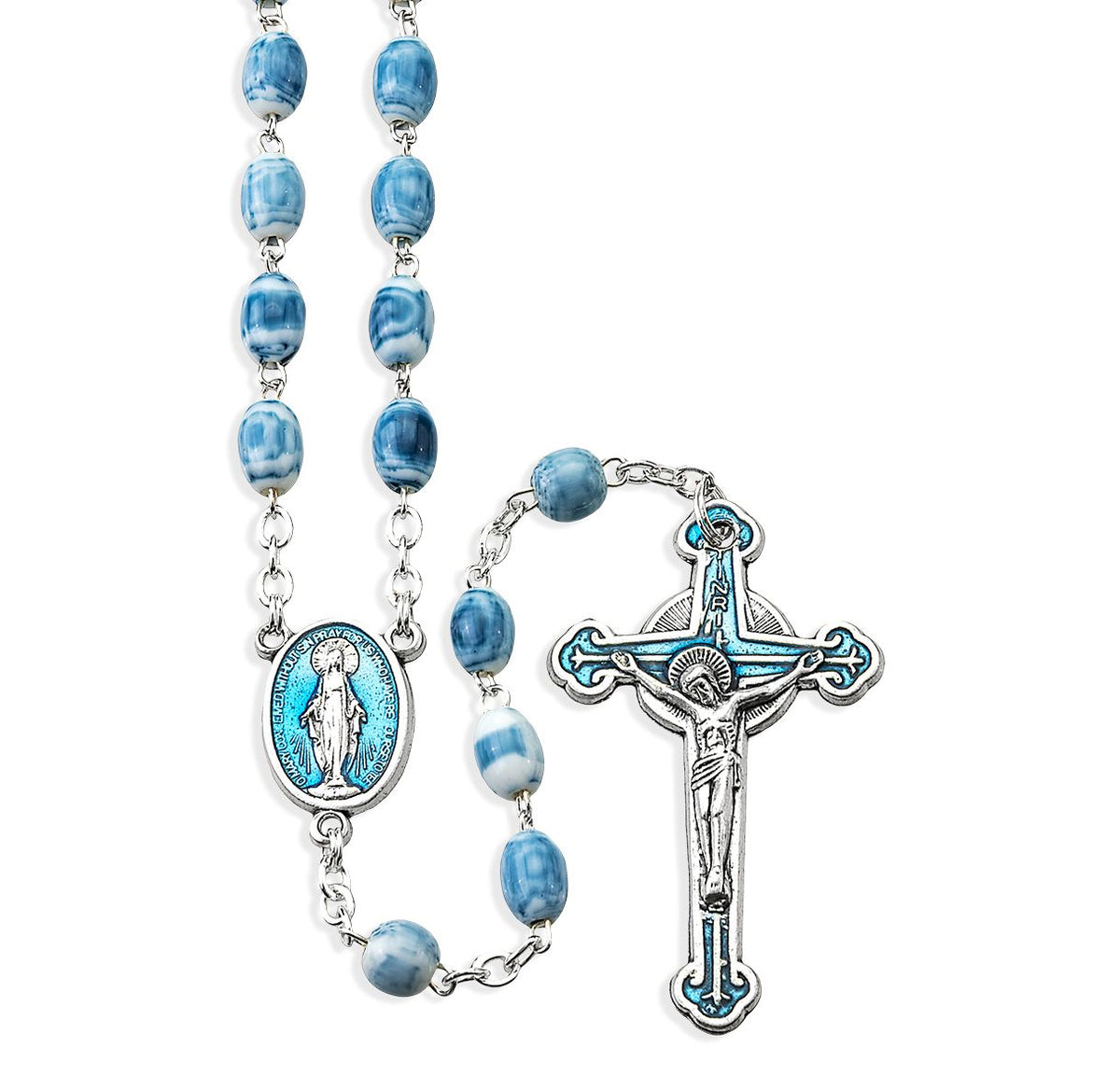 Rosary/Oval/BlueMarbleBead