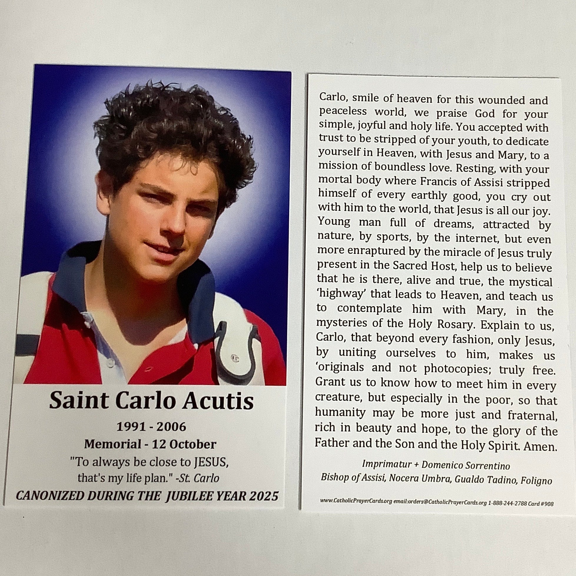 BM-#908/CPC-Saint Carlo Acutis Canonization Prayer Card