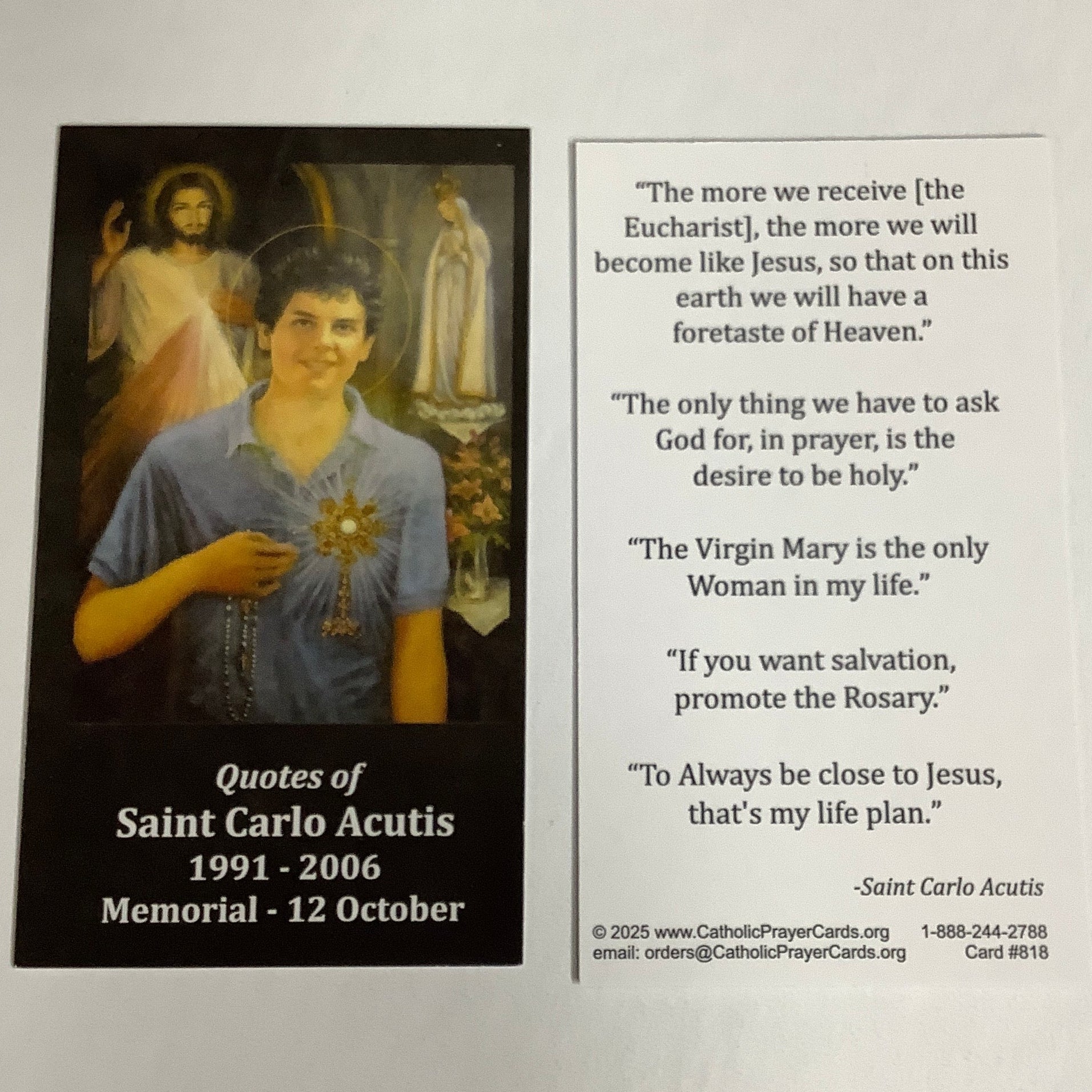 BM-#818/CPC-Saint Carlo Acutis Prayer Card